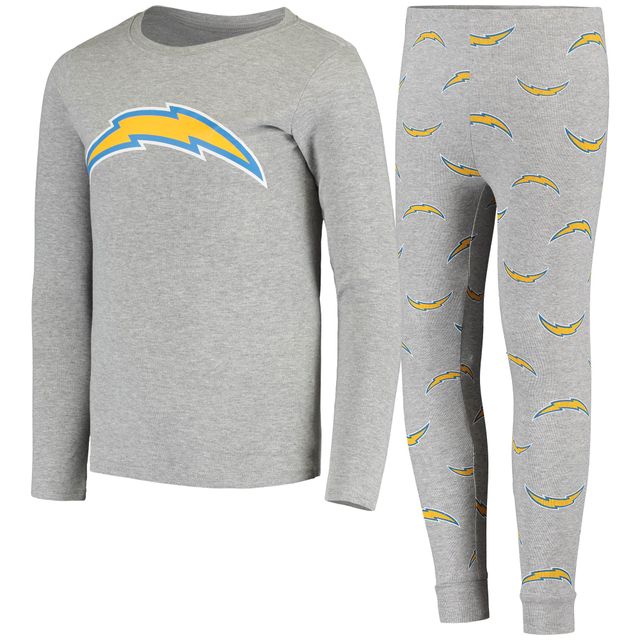 Ensemble de nuit gris avec t-shirt à manches longues et pantalon Los Angeles Chargers pour jeune