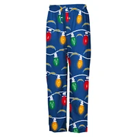 Youth Los Angeles Chargers Two-Piece Garland Holiday Long Sleeve Pajama Set