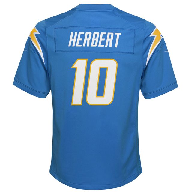 Jeu d'équipe des Chargers de Los Angeles Nike Justin Herbert bleu poudré pour jeune - Maillot