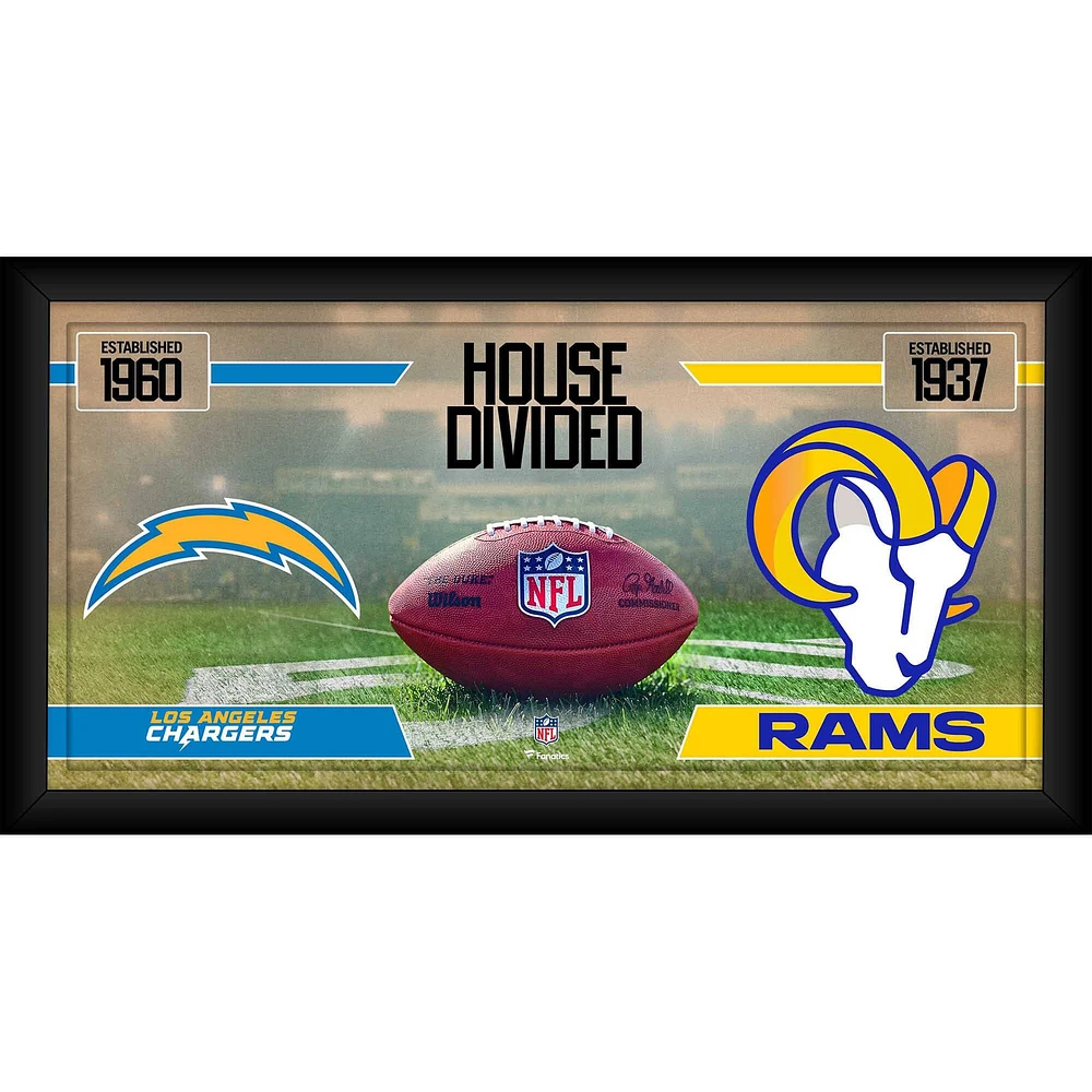 Collage de football encadré 10" x 20" des Chargers de Los Angeles contre les Rams de Los Angeles