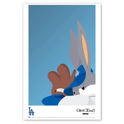Bugs Bunny Los Angeles Dodgers 11"x 17" minimaliste Looney Tunes affiche imprimée