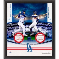 Cody Bellinger & Mookie Betts Los Angeles Dodgers Multi-Signed Framed Two Baseball Shadowbox Collage