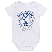 Infant  Blue Los Angeles Dodgers Slide Home Three-Piece Bodysuit Set