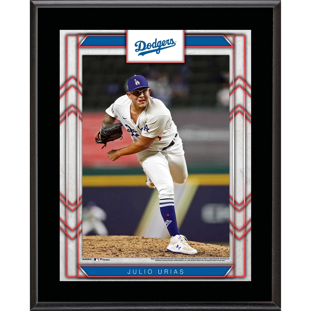 Julio Urias Los Angeles Dodgers 10,5'' x 13'' Plaque nominative du joueur sublimée
