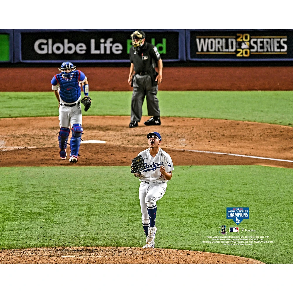 Julio Urias Los Angeles Dodgers Unsigned 2020 MLB World Series Champions Final Out Photograph