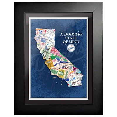 Los Angeles Dodgers - 12'' x 16'' Oeuvre d'art encadrée sur l'état d'esprit