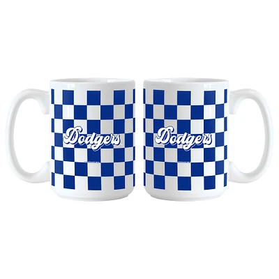 Lot de 2 tasses à motif de damier Los Angeles Dodgers de 15 oz