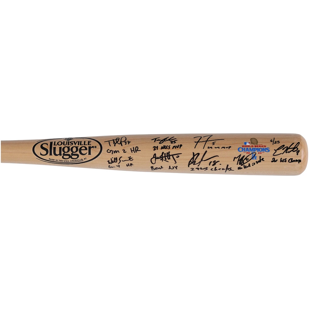 Los Angeles Dodgers Autographed 2024 World Series Champions Louisville Slugger Commemorative Bat with 8 Signatures and Multiple Inscriptions - Limited Edition of 25