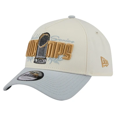 Casquette ajustable New Era crème Los Angeles Dodgers 2024 World Series Champions Parade Takedown A-Frame 9FORTY pour homme