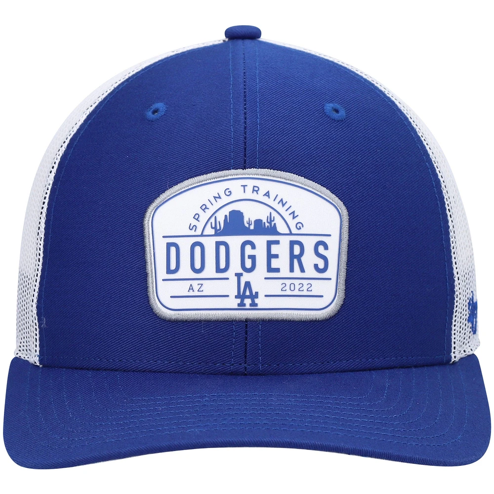 Men's '47 Royal/White Los Angeles Dodgers 2022 Spring Training Panorama Trucker Snapback Hat
