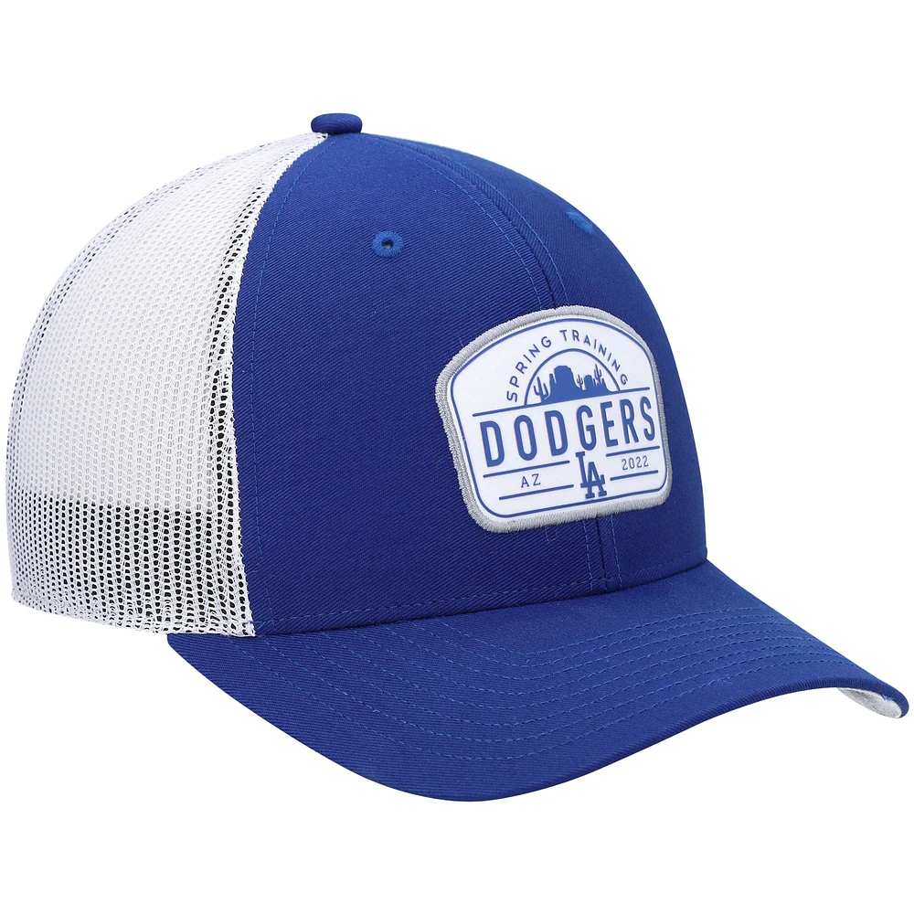 Men's '47 Royal/White Los Angeles Dodgers 2022 Spring Training Panorama Trucker Snapback Hat