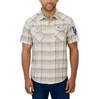 Men's Darius Rucker Collection by Fanatics Gray Los Angeles Dodgers Plaid Full-Snap Shirt