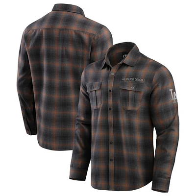 Men's Darius Rucker Collection by Fanatics Tan Los Angeles Dodgers Classic Flannel Long Sleeve Button-Up Shirt