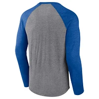 Men's Fanatics Gray Los Angeles Dodgers Exclusive Betts & Freeman Sho-Time Tri-Blend Long Sleeve T-Shirt