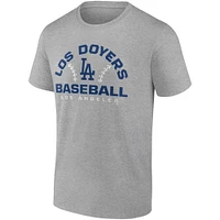 Men's Fanatics Heathered Gray Los Angeles Dodgers Iconic Go for Two T-Shirt