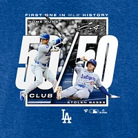 Men's Fanatics Shohei Ohtani Heather Royal Los Angeles Dodgers 50/50 Club T-Shirt