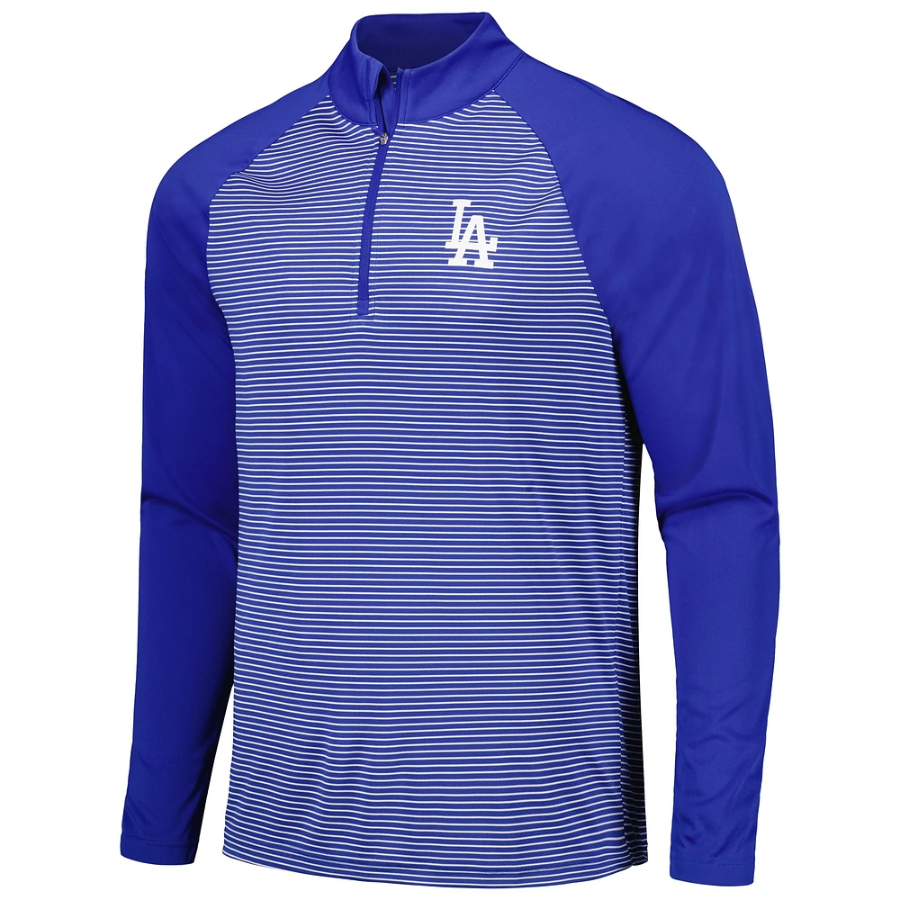Men's Levelwear Royal Los Angeles Dodgers Charter Striped Raglan Quarter-Zip Top