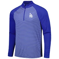 Men's Levelwear Royal Los Angeles Dodgers Charter Striped Raglan Quarter-Zip Top