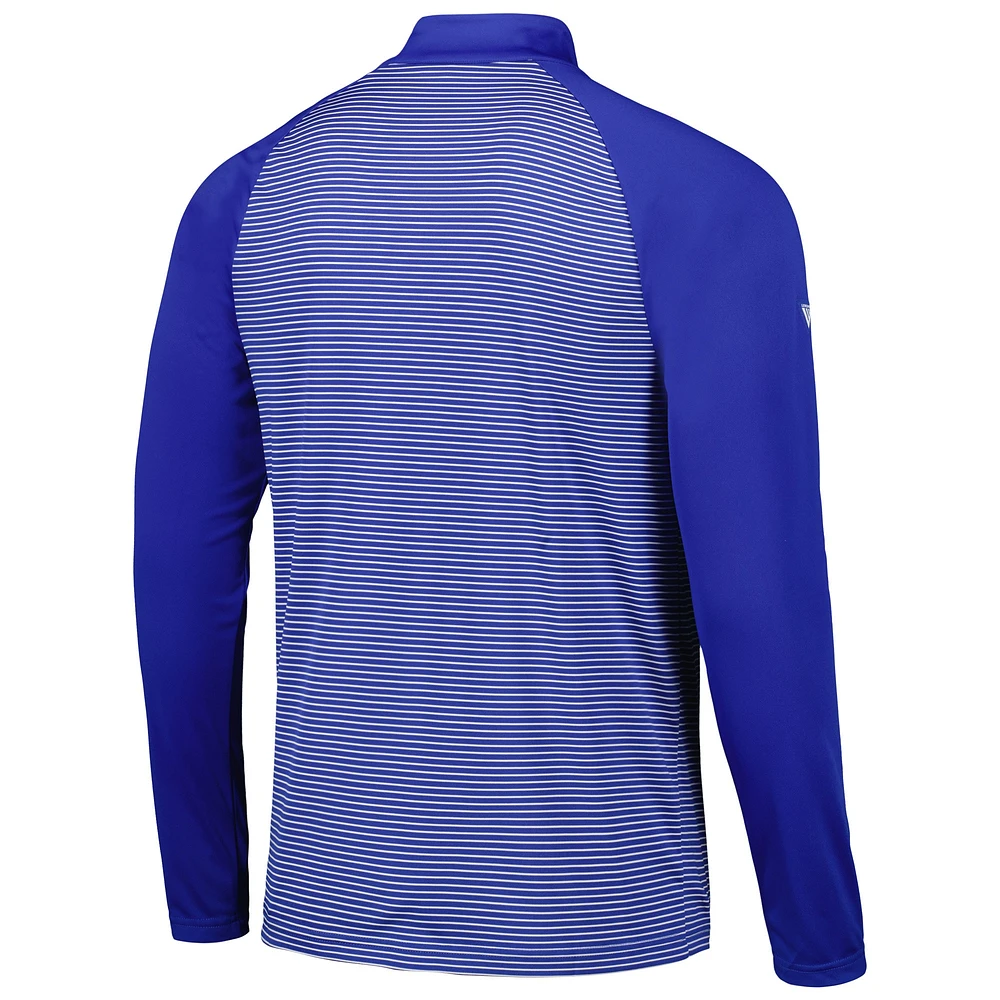 Men's Levelwear Royal Los Angeles Dodgers Charter Striped Raglan Quarter-Zip Top