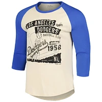 Men's Majestic Threads Cream/Royal Los Angeles Dodgers Raglan 3/4-Sleeve T-Shirt