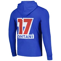 Men's Majestic Threads Shohei Ohtani Royal Los Angeles Dodgers  Soft Hand Long Sleeve Hoodie T-Shirt