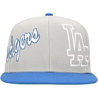 Men's Mitchell & Ness Gray/Royal Los Angeles Dodgers Knock Out Panel Snapback Hat
