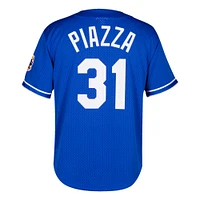 Men's Mitchell & Ness Mike Piazza Royal Los Angeles Dodgers Cooperstown Collection Mesh Batting Practice Button-Up Jersey
