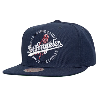 Casquette à visière double snapback Mitchell & Ness bleu marine des Los Angeles Dodgers pour homme