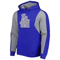 Chandail à capuchon en molleton couleurs contrastées des Los Angeles Dodgers Mitchell & Ness pour homme, bleu roi/gris chiné