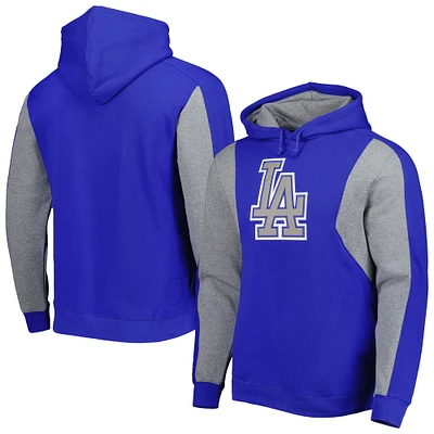 Chandail à capuchon en molleton couleurs contrastées des Los Angeles Dodgers Mitchell & Ness pour homme, bleu roi/gris chiné