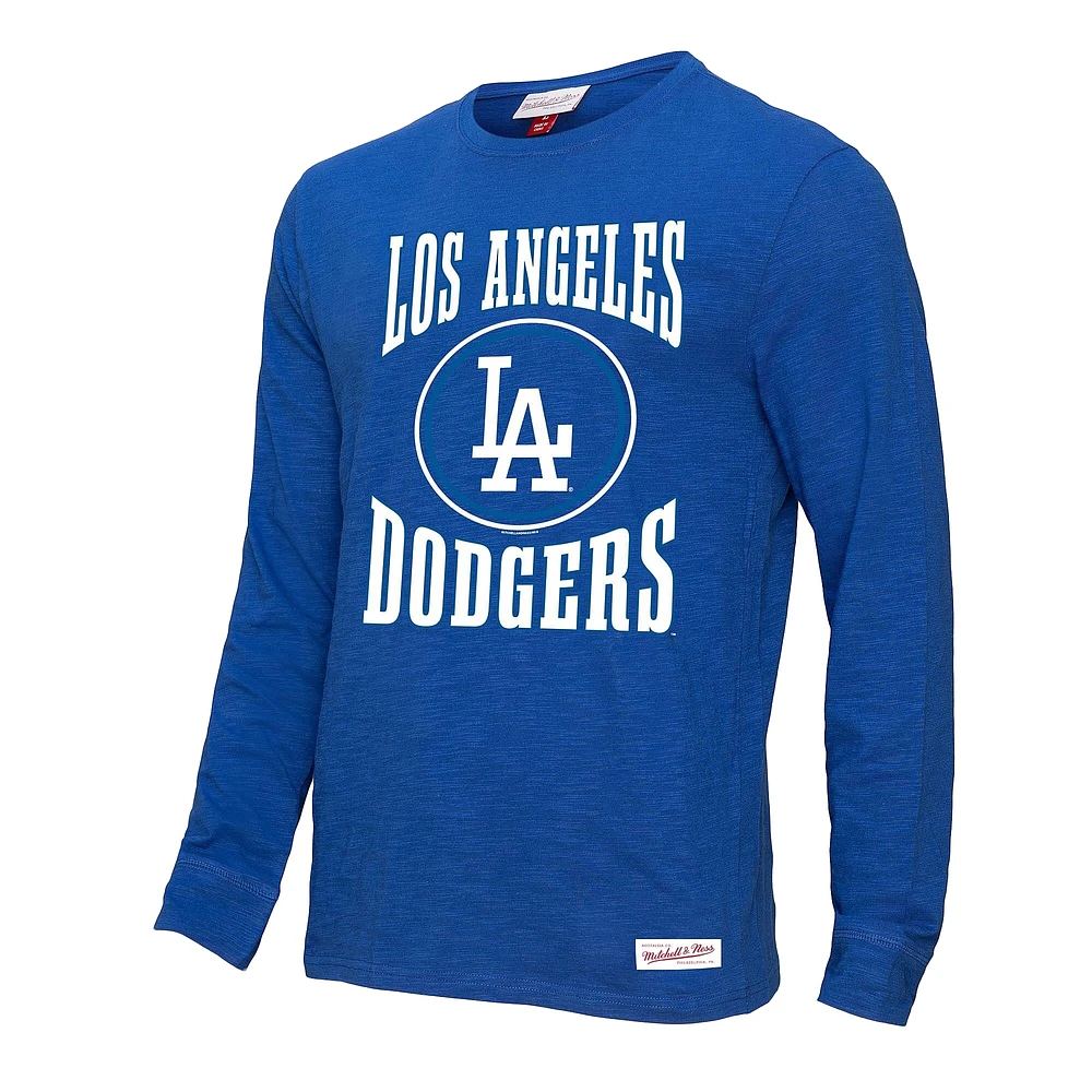 Men's Mitchell & Ness Royal Los Angeles Dodgers Arched Logo Slub Long Sleeve T-Shirt
