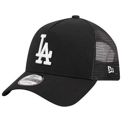 Men's New Era Black Los Angeles Dodgers A-Frame 9FORTY Trucker Adjustable Hat