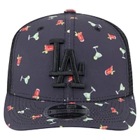 Men's New Era Black Los Angeles Dodgers Adventure Drinks Pattern 9SEVENTY Stretch-Snap Hat