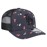 Men's New Era Black Los Angeles Dodgers Adventure Drinks Pattern 9SEVENTY Stretch-Snap Hat