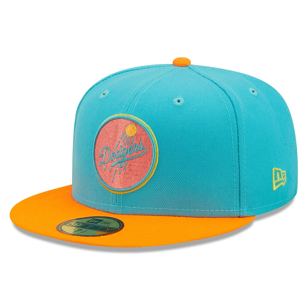 Casquette ajustée 59FIFTY Vice Highlighter des Los Angeles Dodgers New Era pour homme, bleu/orange