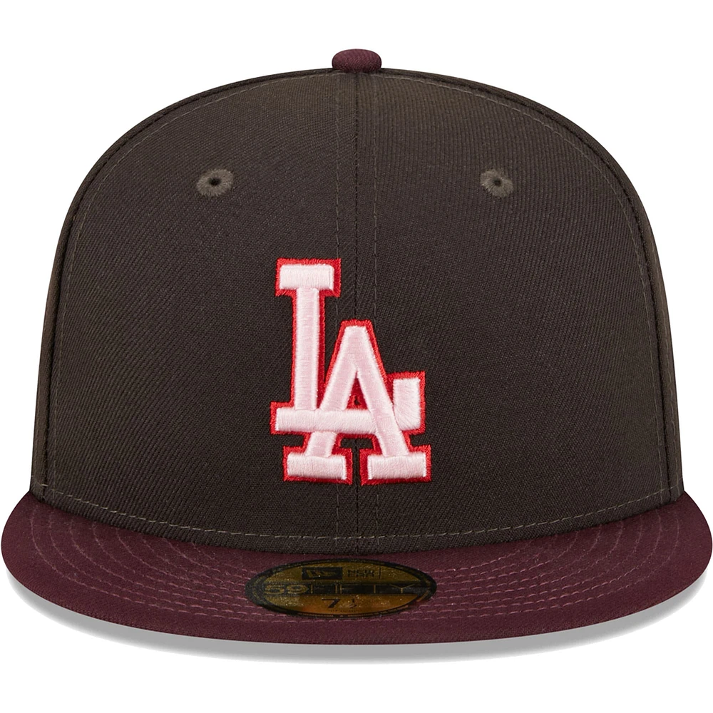 Men's New Era Brown/Maroon Los Angeles Dodgers Chocolate Strawberry 59FIFTY Fitted Hat