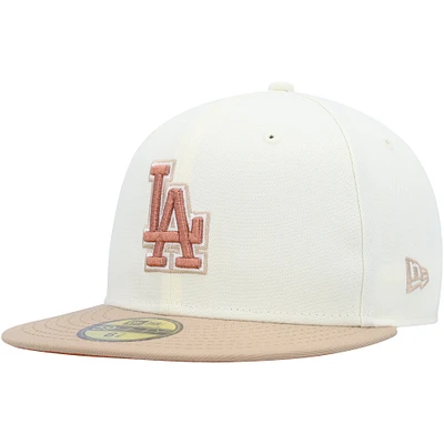 Casquette ajustée 59FIFTY pour homme des Los Angeles Dodgers de couleur crème avec sous-visière chromée et rouille New Era