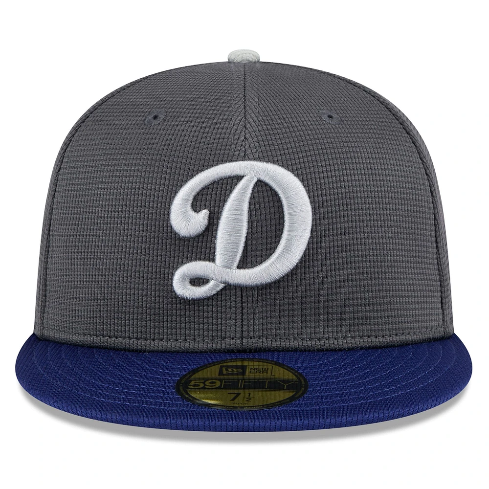 Men's New Era Gray/Royal Los Angeles Dodgers 2025 Batting Practice 59FIFTY Fitted Hat