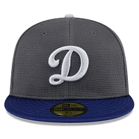 Men's New Era Gray/Royal Los Angeles Dodgers 2025 Batting Practice 59FIFTY Fitted Hat