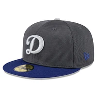 Men's New Era Gray/Royal Los Angeles Dodgers 2025 Batting Practice 59FIFTY Fitted Hat