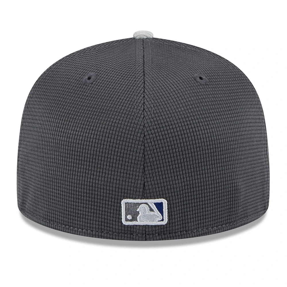 Men's New Era Gray/Royal Los Angeles Dodgers 2025 Batting Practice 59FIFTY Fitted Hat