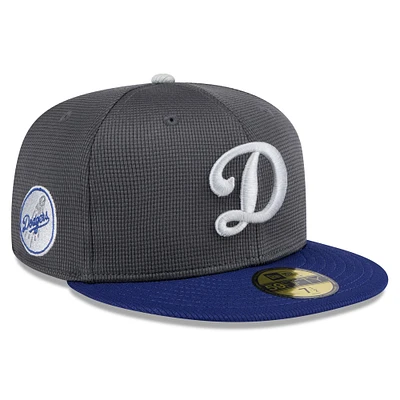 Men's New Era Gray/Royal Los Angeles Dodgers 2025 Batting Practice 59FIFTY Fitted Hat