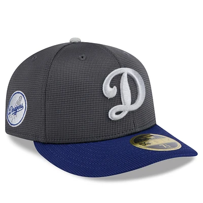 Men's New Era  Gray/Royal Los Angeles Dodgers 2025 Batting Practice Low Profile 59FIFTY Fitted Hat