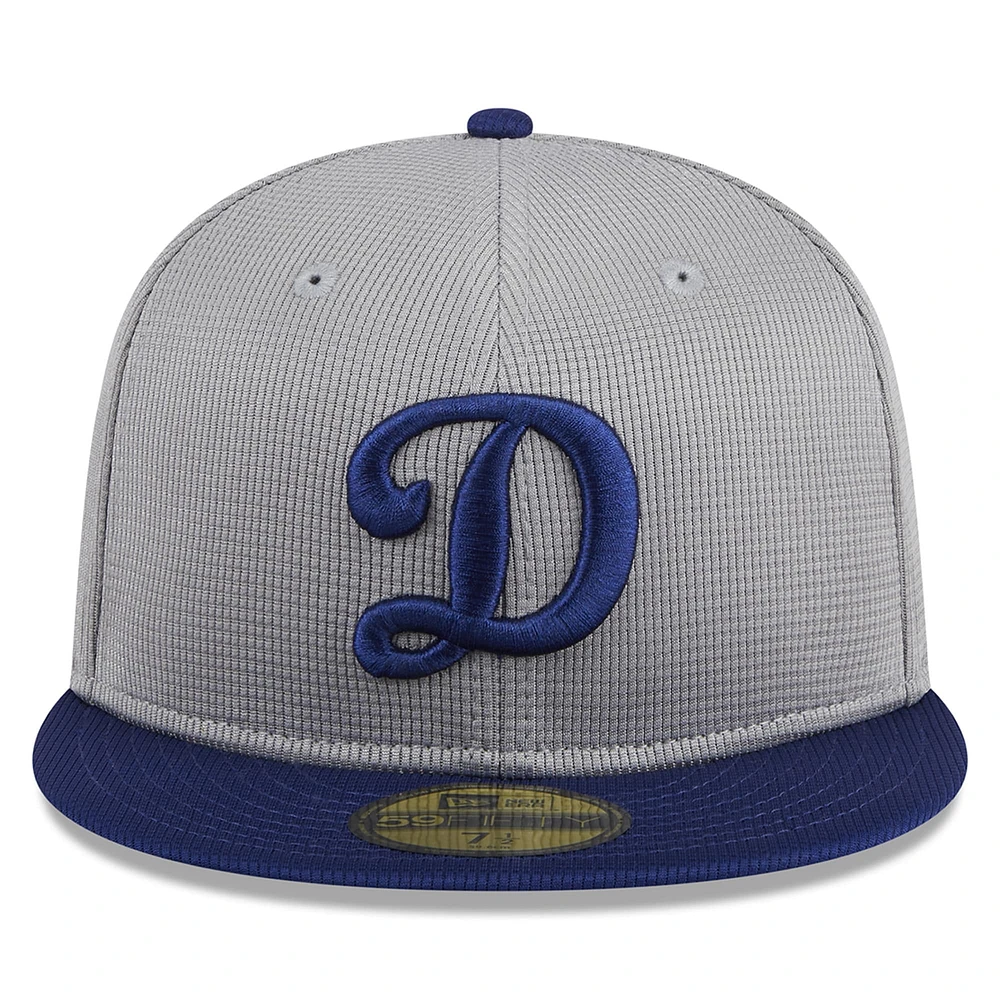 Men's New Era  Gray Los Angeles Dodgers 2025 Batting Practice 59FIFTY Fitted Hat