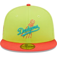 Casquette ajustée 59FIFTY Cyber ​​Highlighter des Los Angeles Dodgers New Era pour homme, vert/rouge