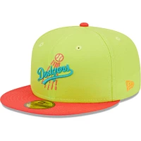Casquette ajustée 59FIFTY Cyber ​​Highlighter des Los Angeles Dodgers New Era pour homme, vert/rouge