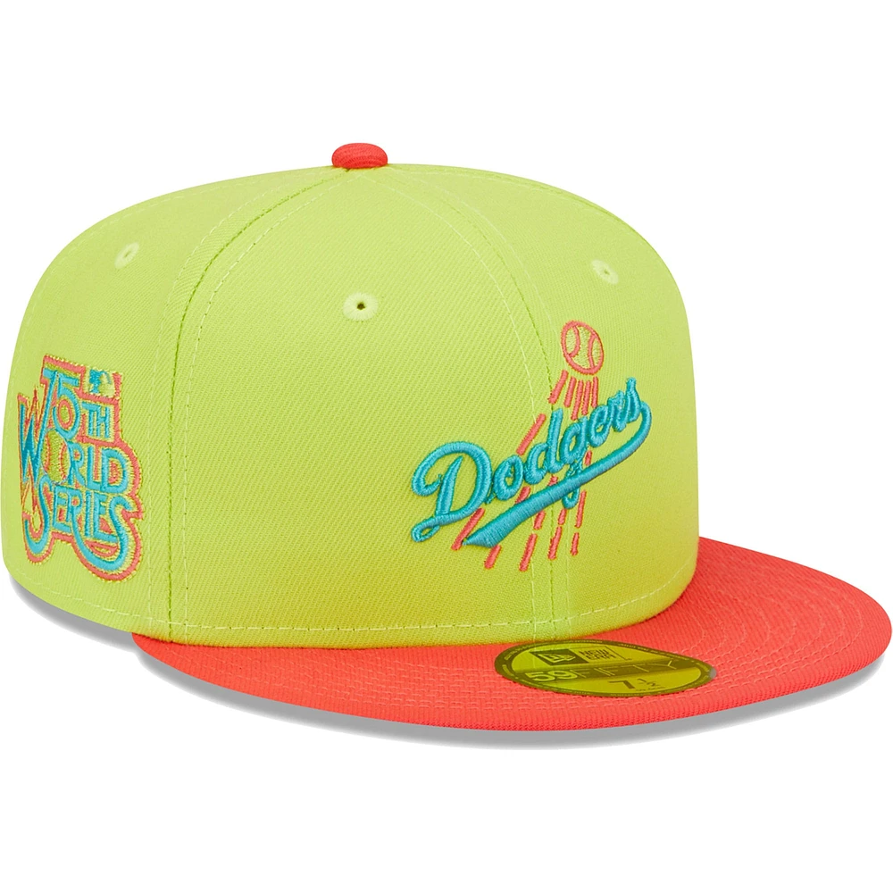 Casquette ajustée 59FIFTY Cyber Highlighter des Los Angeles Dodgers New Era pour homme, vert/rouge
