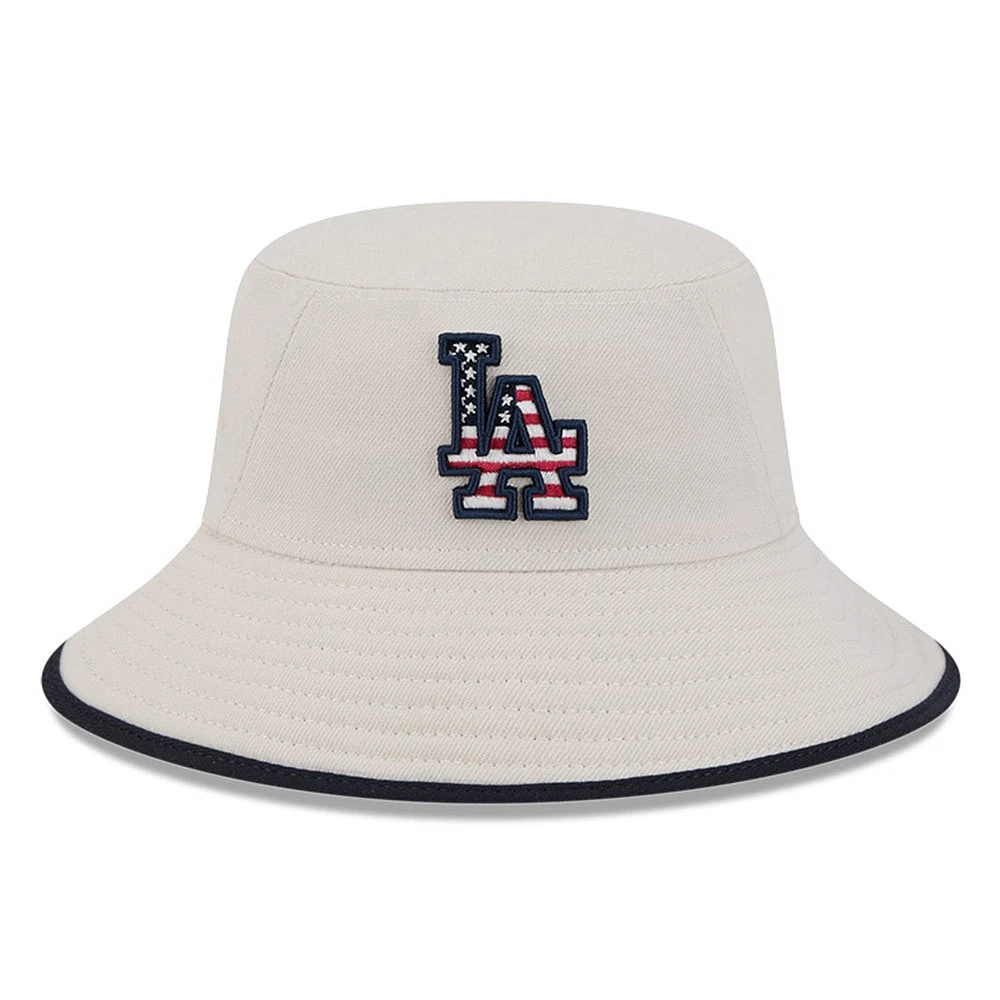 Men's New Era  Khaki Los Angeles Dodgers 2024 Fourth of July Bucket Hat
