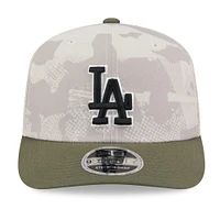 Men's New Era Light Beige/Olive Los Angeles Dodgers 2025 Armed Forces Day 9SEVENTY Stretch-Snap Hat