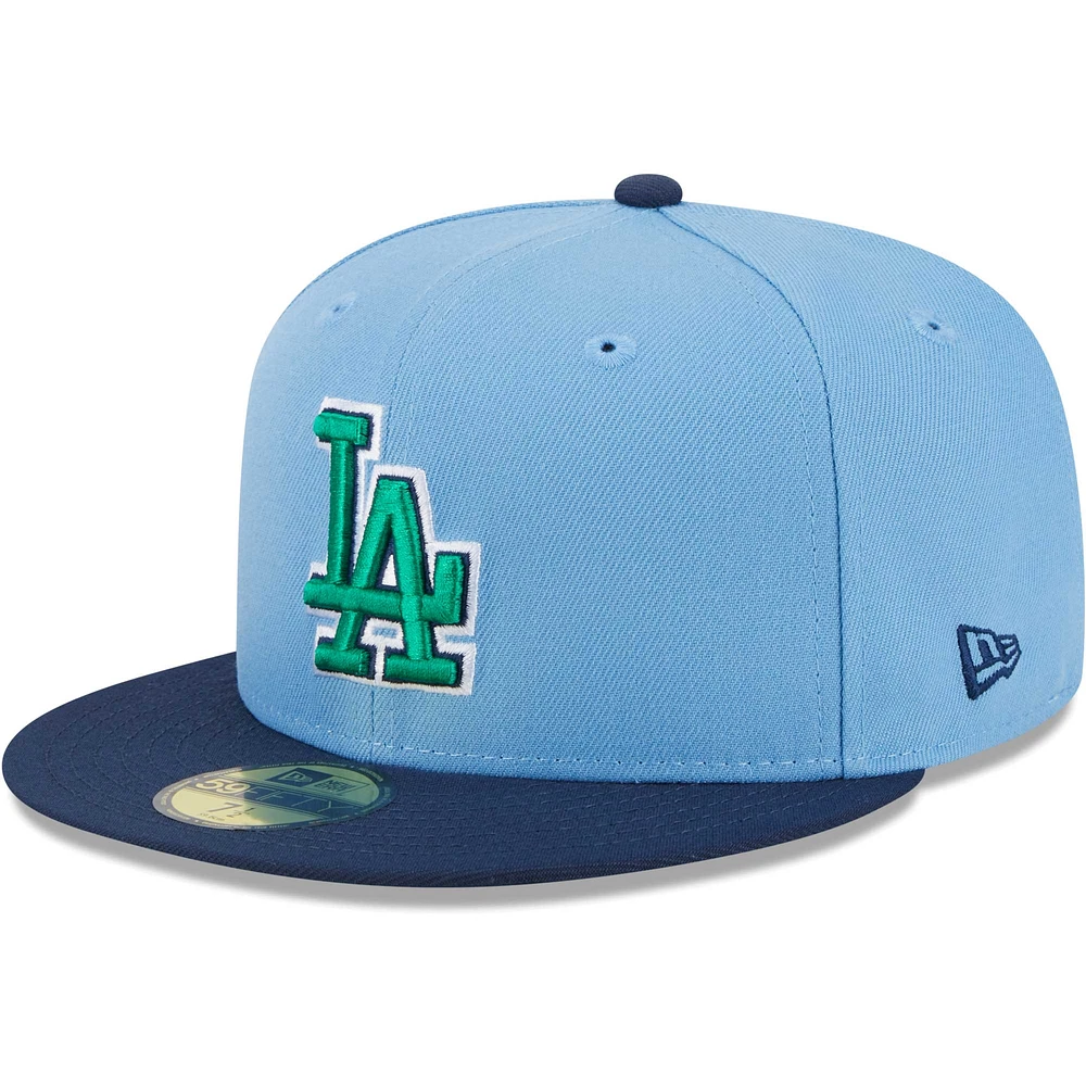 Men's New Era Light Blue/Navy Los Angeles Dodgers Green Undervisor 59FIFTY Fitted Hat